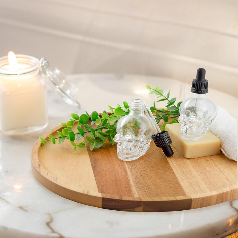 Cornucopia Brands زجاجات قطارة على شكل جمجمة (عبوة من 2، 2 أونصة، شفافة) موزع زيت اللحية والتاتو بنكهة مريرة - Image 3